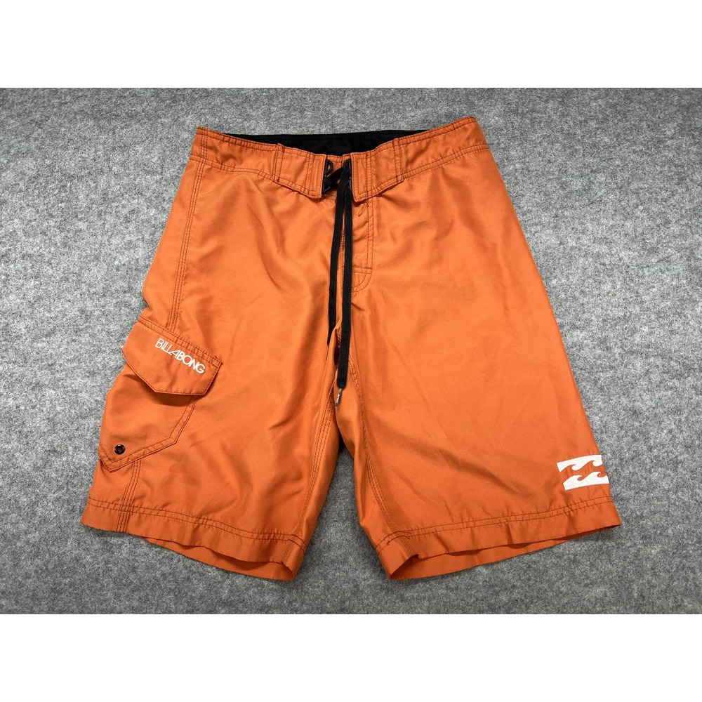 Billabong Board Shorts Mens 31 Orange Swim Trunks Cargo Pocket Surf Beach